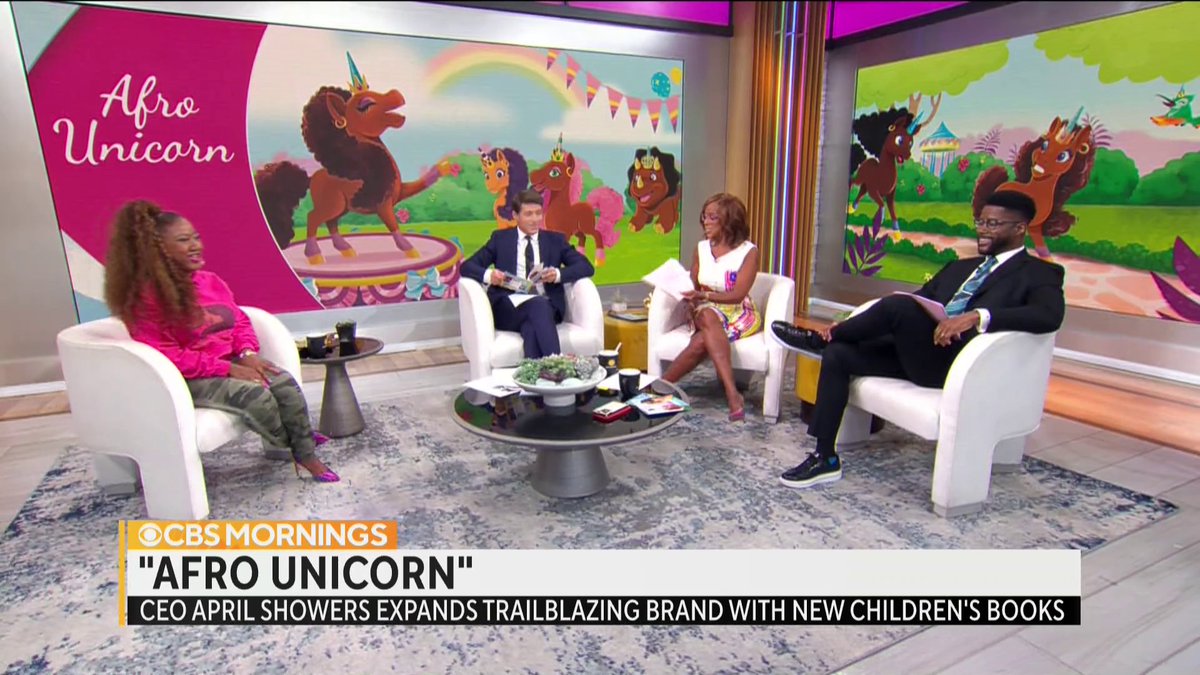 .Afro Unicorn founder and CEO April Showers is the author of two new children’s books, introducing young readers to the “Afronia” universe. She says Afronia is “a land of kindness” that she hopes will encourage kids: “It’s a feel-good type of series.”