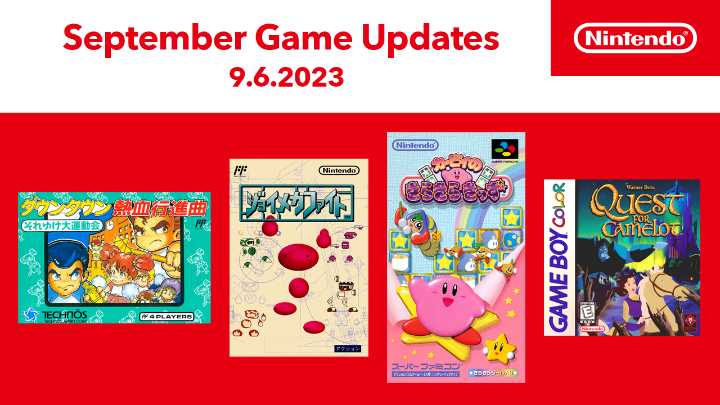 Four classic titles are now live for #NintendoSwitchOnline members! #SuperNES: ☑️ Kirby’s Star Stacker #NES: ☑️ Joy Mech Fight ☑️ Downtown Nekketsu March Super-Awesome Field Day! #GameBoy Color: ☑️ Quest for Camelot