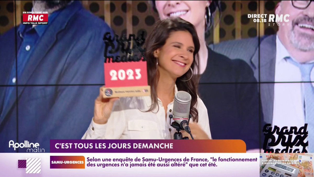 🏆🥳 RMC élue meilleure station de radio et "Apolline Matin" élue meilleure émission au Grand Prix des Médias CBNews 2023 ! #ApollineMatin