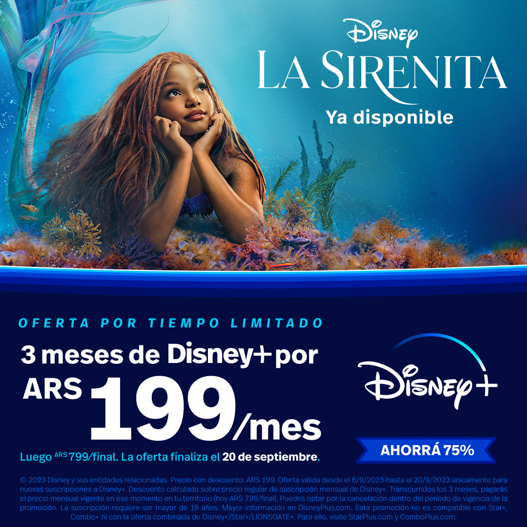 Disfrutá de una aventura bajo el mar con esta oferta exclusiva 🧜♀️ #LaSirenita, ya disponible en #DisneyPlus.