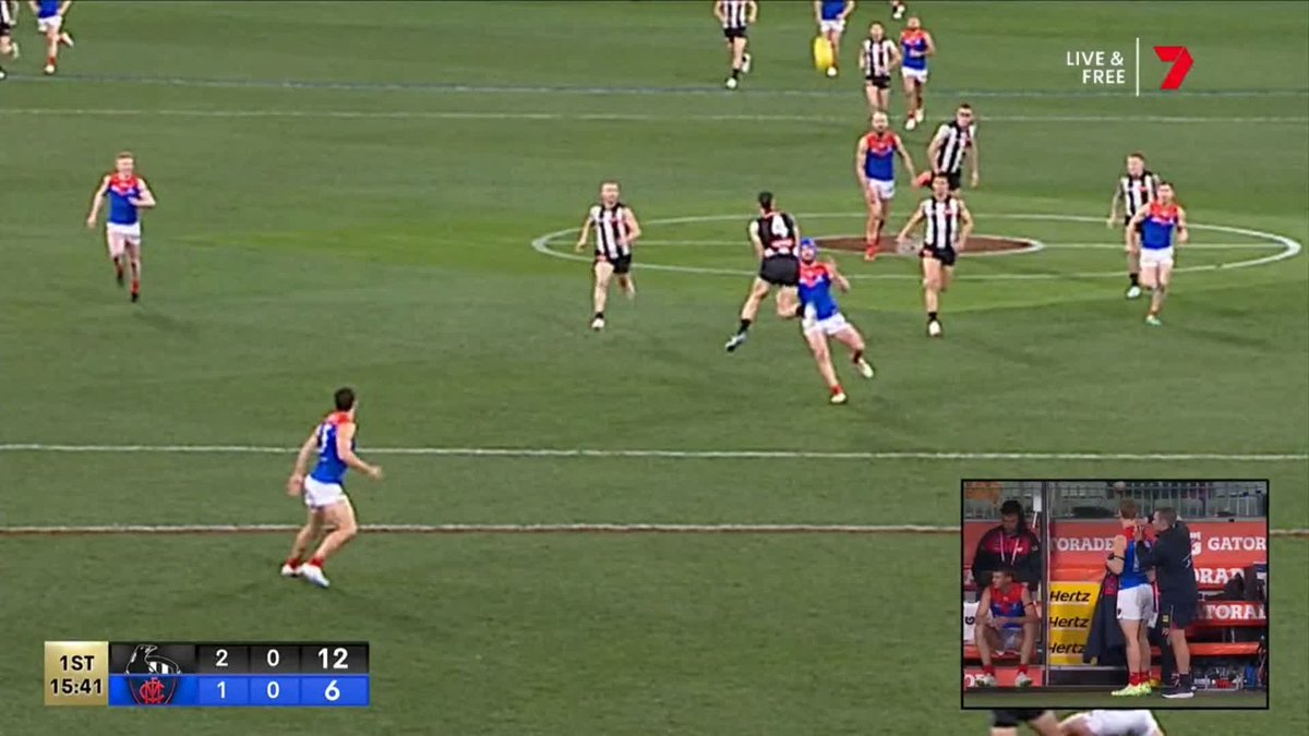Patrick Dangerfield: "In my view, there is nothing in this." Matthew Richardson: "What else can he do?" Angus Brayshaw has been stretchered off the ground after a big collision with Brayden Maynard. #AFLPiesDees