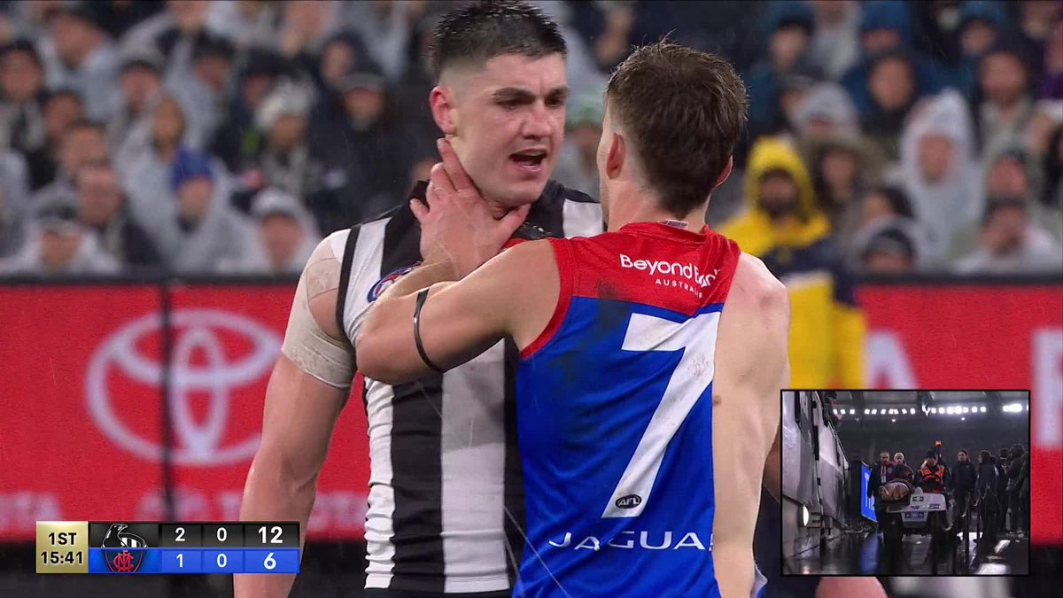 Jack Viney and Brayden Maynard let tempers flare as Angus Brayshaw was stretchered off the field. #AFLFinals