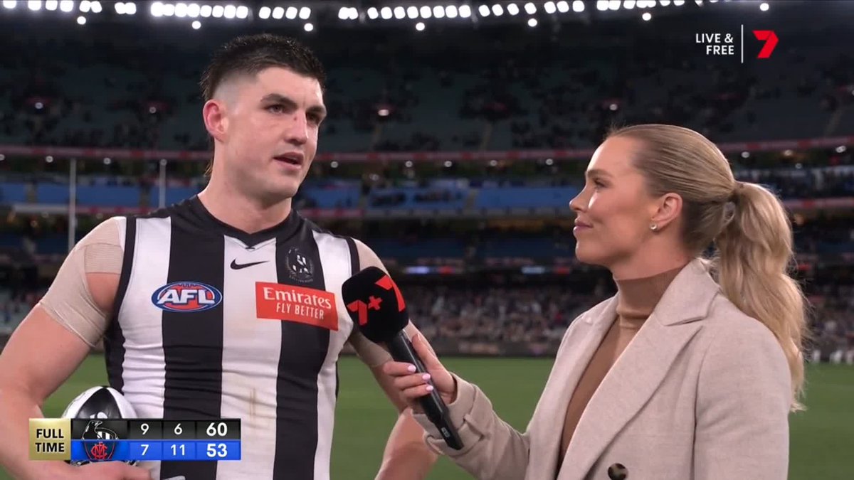 "It's a footy act - I came forward, I jumped to smother the ball, and unfortunately I just got (Brayshaw) on the way down. "It's all love - I absolutely love that guy to bits." Brayden Maynard on the collision with Angus Brayshaw that may land him in hot water. #AFLPiesDees