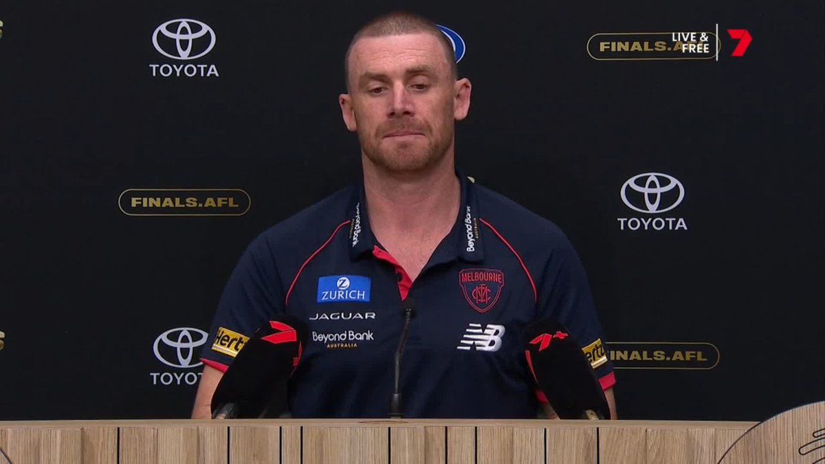 "You can only go by the facts. He jumped off the ground and knocked a guy out." Simon Goodwin gave his view of the Maynard-Brayshaw collision, and shared an update on a "pretty shattered" Brayshaw. #AFLPiesDees