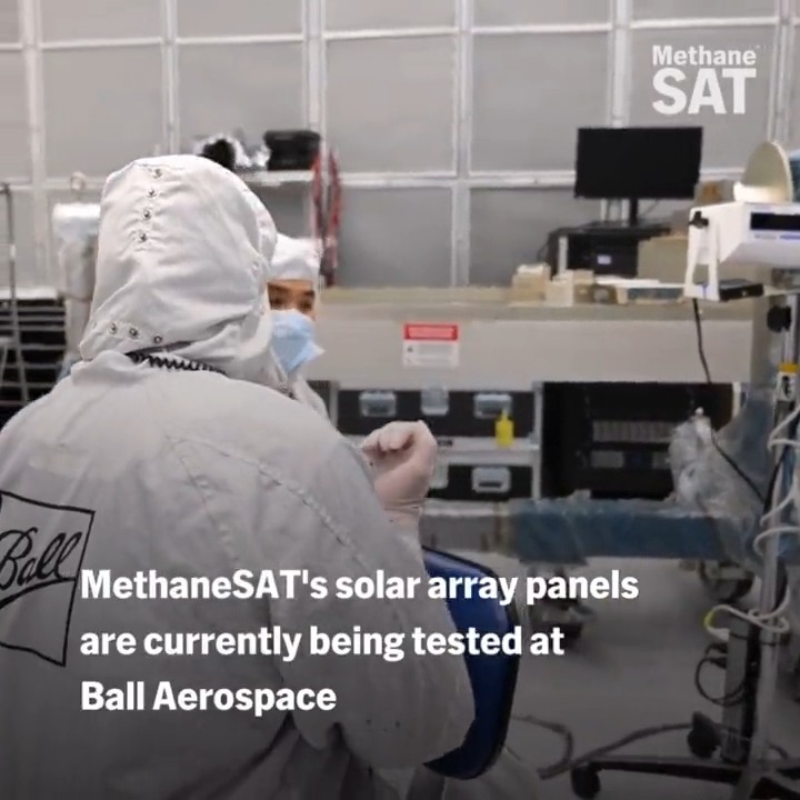 UPDATE: The solar array panels that will power MethaneSAT once in space are currently completing testing at Ball Aerospace 🛰️ See what that looks like 👇