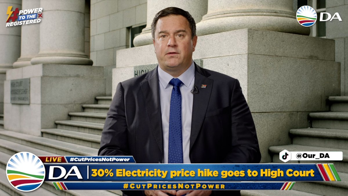 🚨 The DA is taking the ANC government to court on 11 September for load-shedding and the electricity tariff hike of over 30%. The failure to prevent the energy crisis must be declared inconsistent with the Constitution and the price hike declared invalid. #CutPricesNotPower