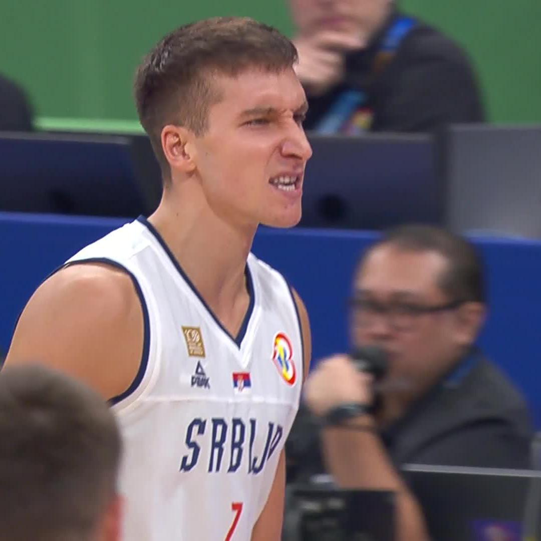 A determined Bogi is the scariest player on Earth 🤯 He finished the first half with 15 PTS, 2 REB 3 AST on 83% FG 🔥 #FIBAWC x #WinForSrbija 🇷🇸