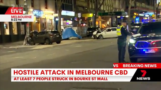 BREAKING: An emergency is unfolding in Melbourne after a car hit ‘several pedestrians’ before colliding with two other vehicles. Cassie Zervos Andrew McCormack #7NEWS
