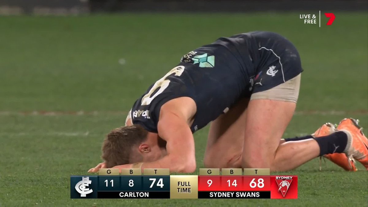 Final siren scenes as Carlton win by six points! #AFLBluesSwans
