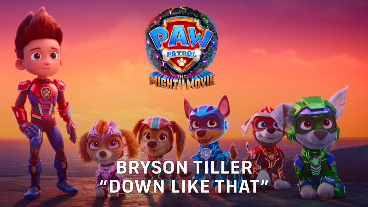 This new @BrysonTiller song has our tails wagging 🎧 Listen to "Down Like That" from the #PAWPatrolMovie!