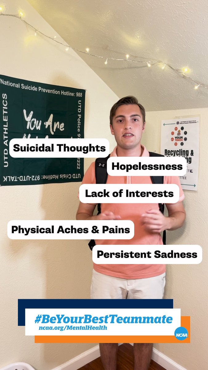 Have you or a teammate ever felt the following? Rohan Springer of UTD Comets discusses signs of depression. #BeYourBestTeammate |