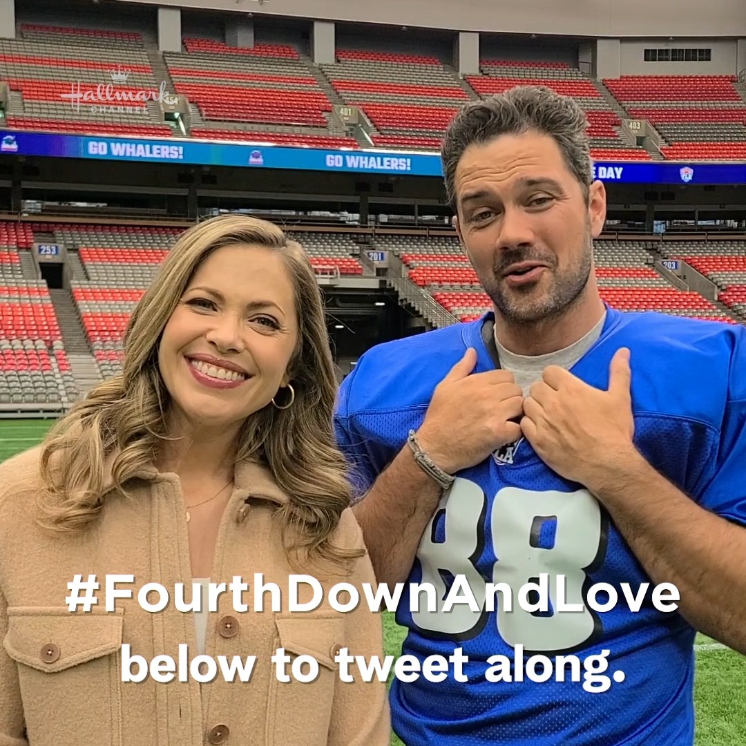 Football and romance are teaming up in the all new movie #FourthDownAndLove starring @ryanpaevey and @huttonpascale! Tune in this Saturday at 8/7c to see if love wins! 🏆 #Hearties Previously recorded pre-strike.