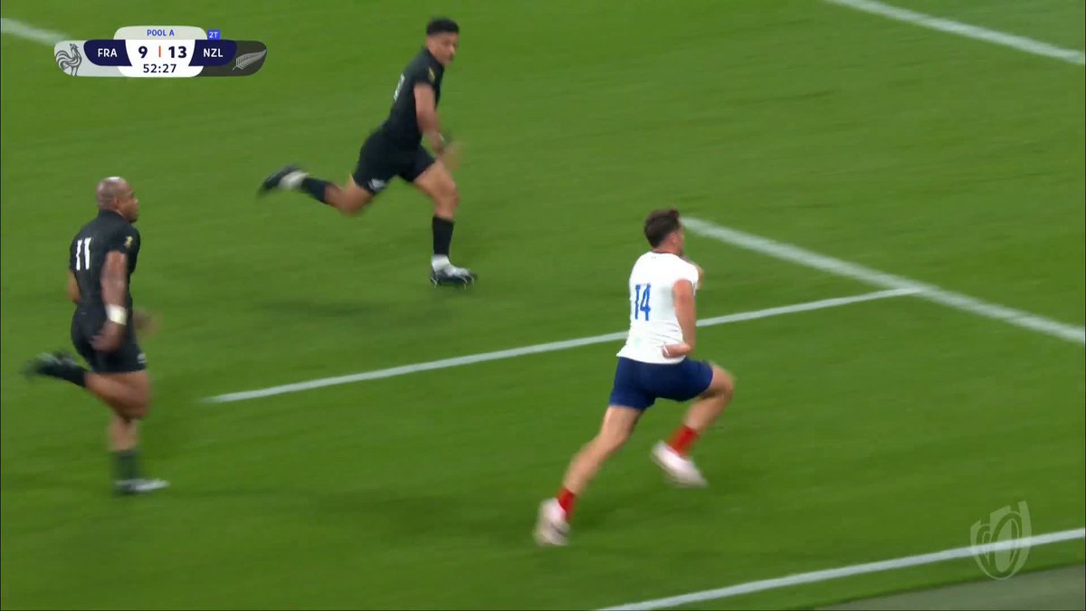 A HUGE try saving tackle from Richie Mo'unga! #RWC2023