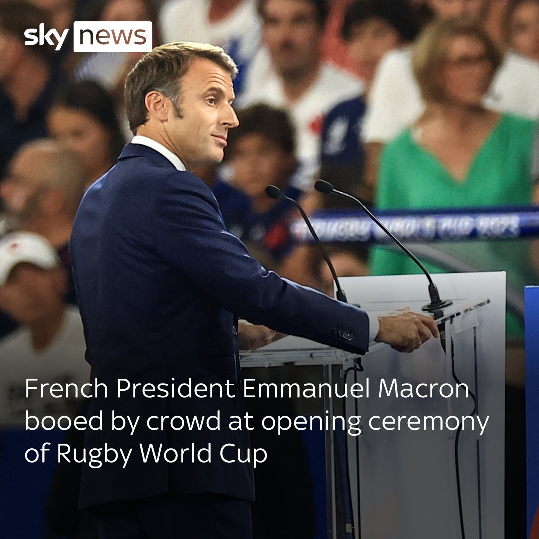 French President Emmanuel Macron was booed during the opening ceremony of the Rugby World Cup. Read more: