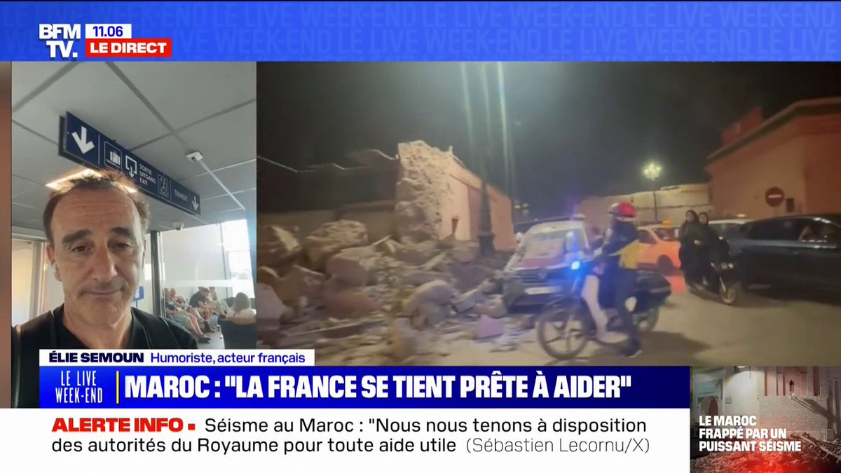 Séisme au Maroc: "Mon cœur saigne et je ne peux qu'être solidaire" confesse l'humoriste elie semoun