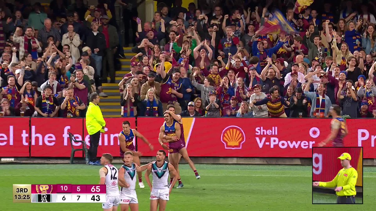 The Brisbane crowd hadn't even finished singing Country Roads and Charlie just decided to go whack again! #AFLFinals