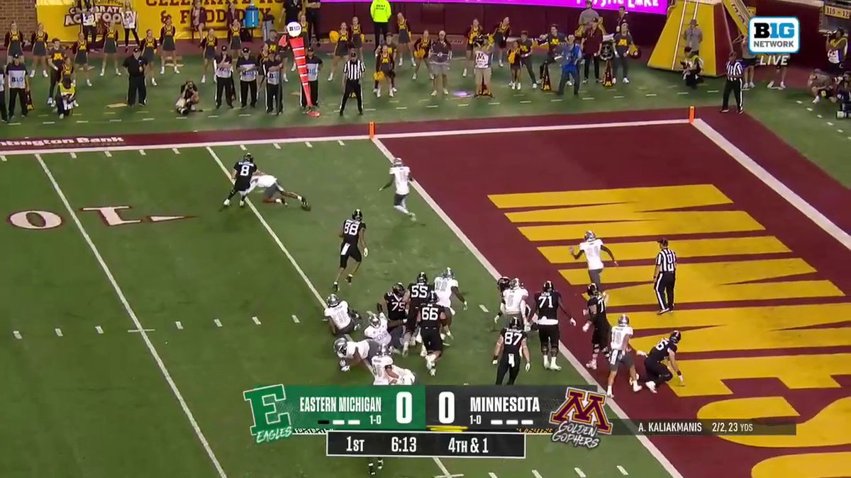 DENIED โ Eastern Michigan Football denies Minnesota on 4th & 1 ๐