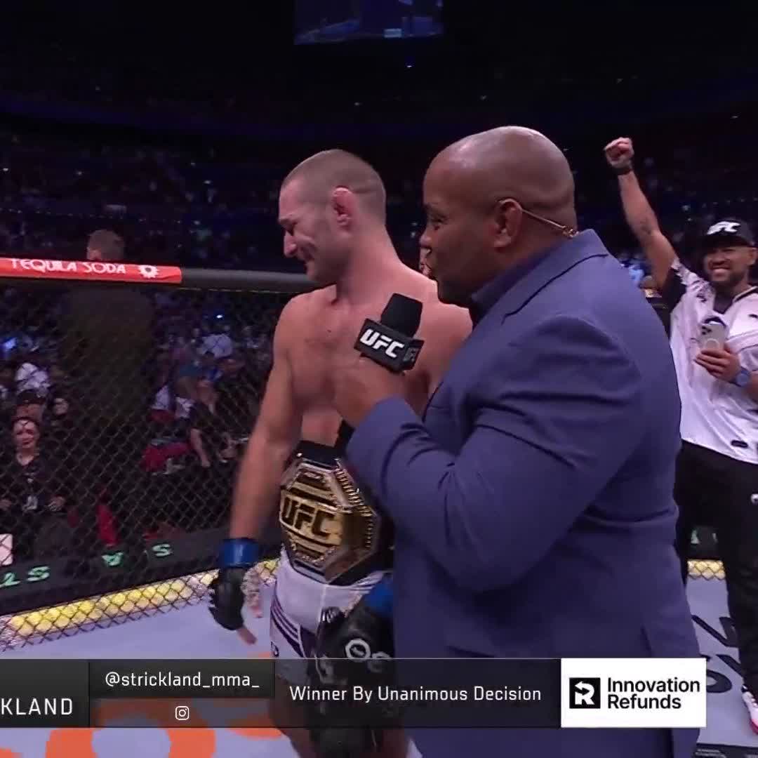 .Sean Strickland at a loss for words after becoming the undisputed champ ๐ #UFC293
