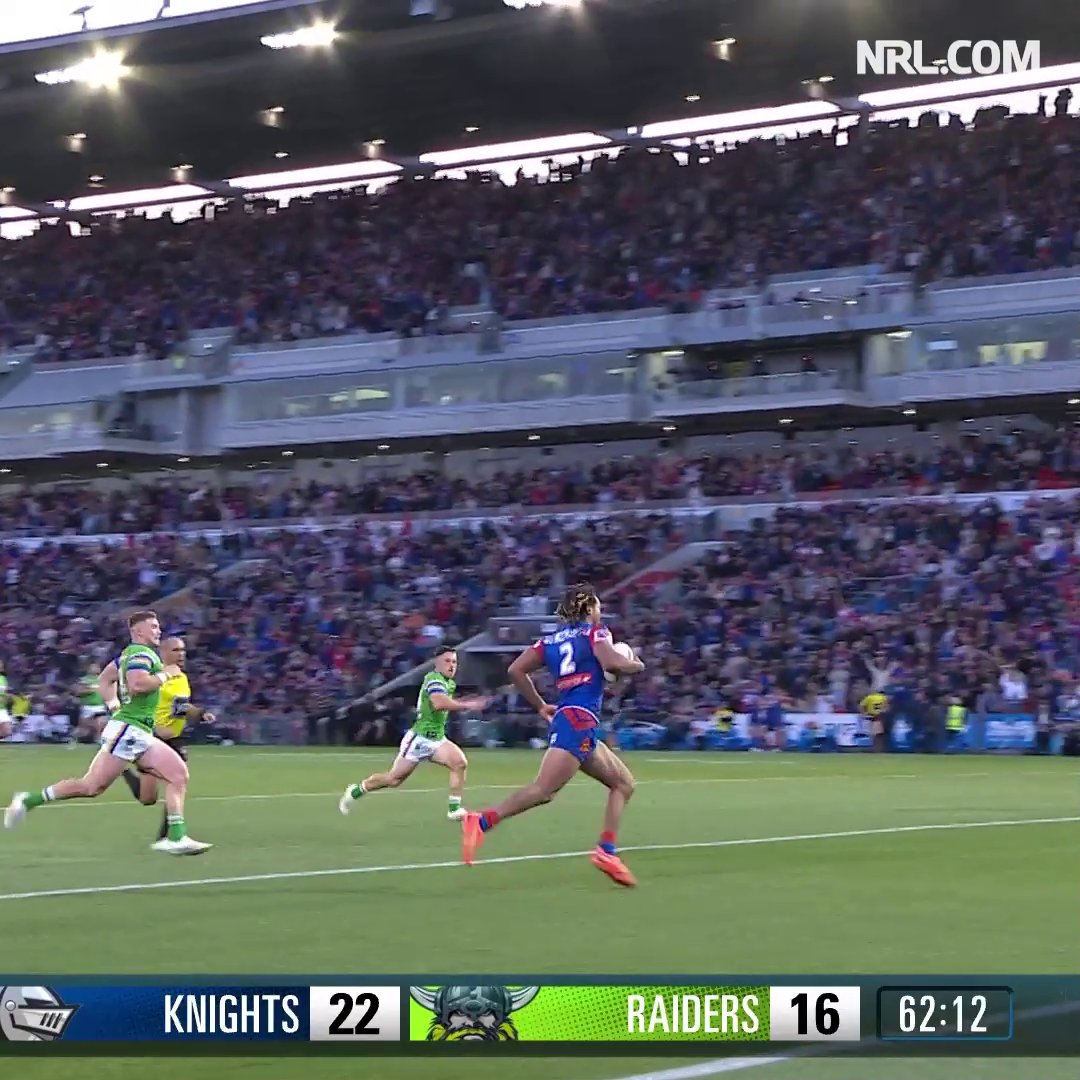 DOM YOUNG IS TOO FAST 🏃‍♂️💨 #NRLKnightsRaiders