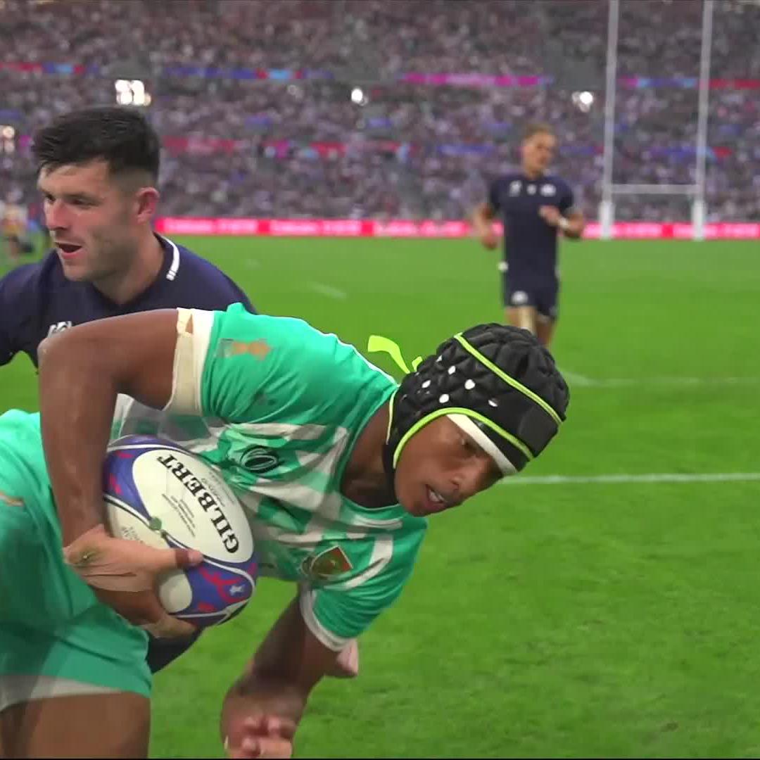 This. On. Repeat. 🤤 The kick from Manie Libbok. 😍 #RWC2023