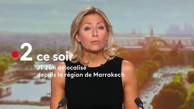 À la suite du séisme qui a frappé le Maroc, nos équipes de l’information se mobilisent. Ce soir, le JT de 20h d'Anne-Sophie Lapix sera en direct de Marrakech. Suivi à 20h40, d'une soirée spéciale #SolidaritéMaroc présentée par Caroline Roux et Julian Bugier.