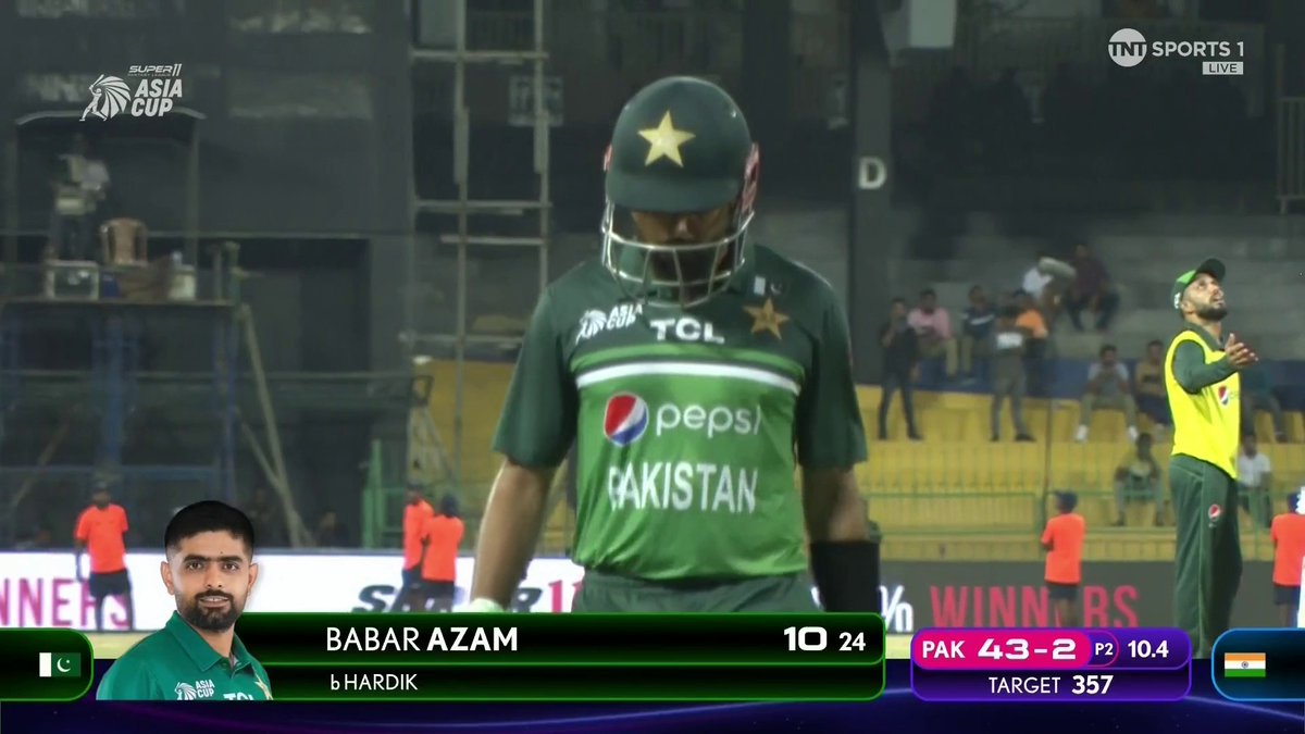 What a delivery from Hardik Pandya to get Pakistani captain Babar Azam.