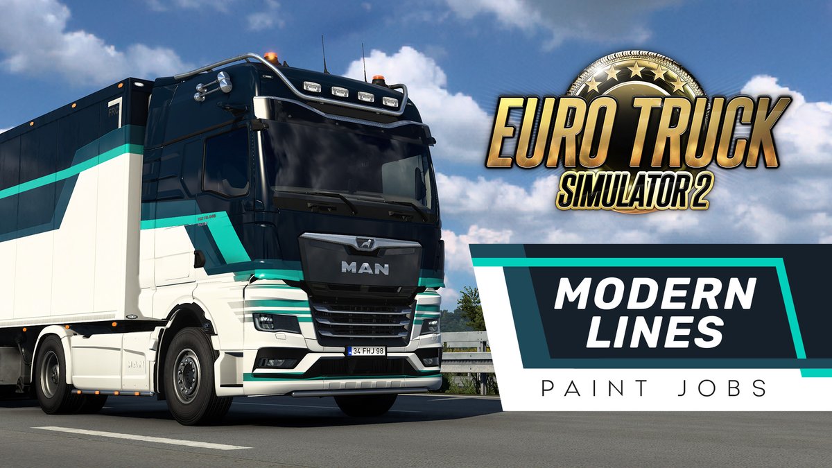 Upgrade your rig with the Modern Lines Paint Job Pack DLC for Euro Truck Simulator 2, available now on Steam! 🚛 Experience a fresh and modern look for your truck and trailer with an amazing collection of unique and stylish designs 🎨 Check it out 👇