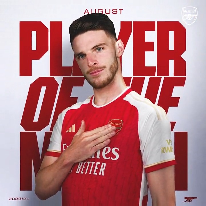 🥁 Introducing our Player of the Month for August... 🏆 Declan Rice A brilliant start to life in red and white ❤️