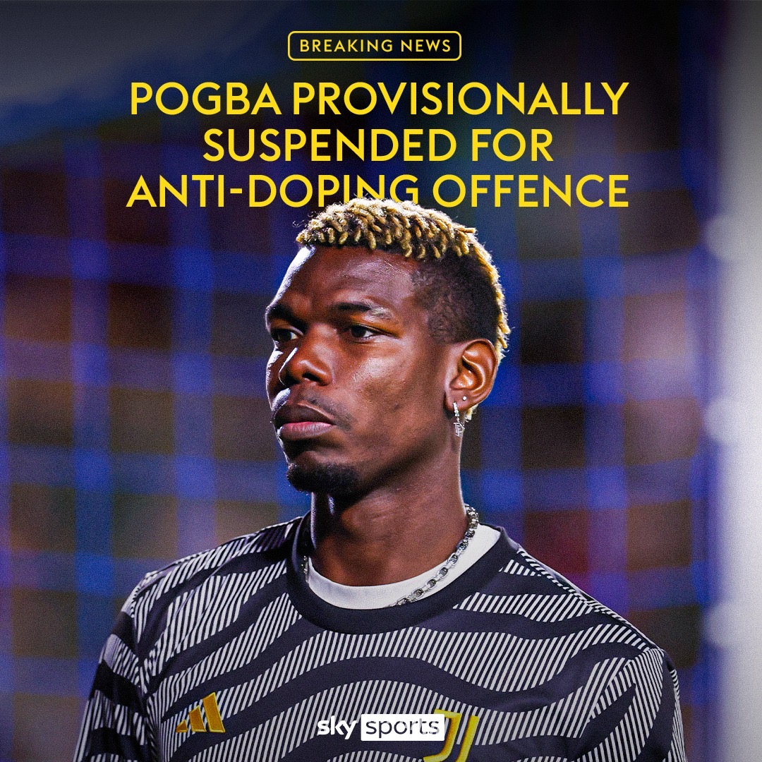 BREAKING: Juventus midfielder Paul Pogba has been provisionally suspended for an anti-doping offence.