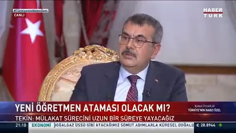 Yeni öğretmen ataması olacak mı? "Milli Seferberlik Şuuru" çağrısı ne anlama geliyor? Milli Eğitim Bakanı Yusuf Tekin #TürkiyeninNabzıÖzel'de Kemal Öztürk'e anlattı.