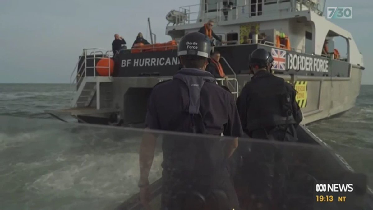 A floating barge operated by an Australian company has become a symbol of the British government's hardline approach to refugees. The Bibby Stockholm vessel is supposed to house some of the tens of thousands of asylum seekers crossing the English Channel. Rhiana Whitson #abc730