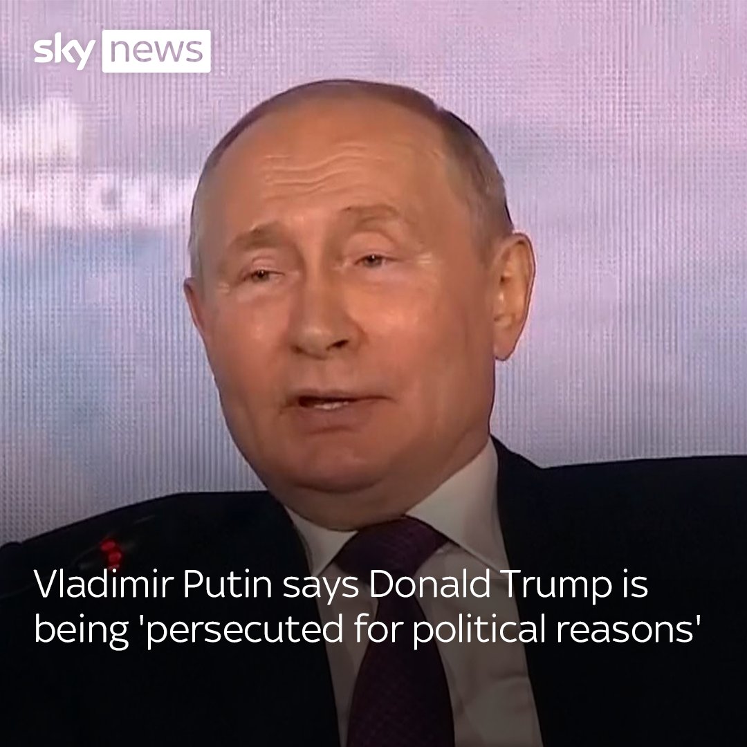 Speaking at the Eastern Economic Forum in Vladivostok, Putin claims the US political system is "rotten." He goes on to say that the various legal cases against Donald Trump are the 'persecution of a political rival'. Read more 👇