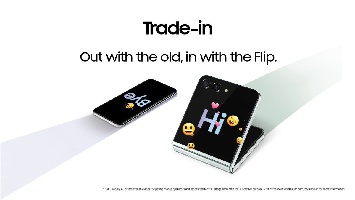 Flip into a new you this spring and do away with the old! Trade-in your old device for the #GalaxyZFlip5 and get R15 000 back, guaranteed! Valid until 30 September 2023! Discover more: Ts & Cs apply.