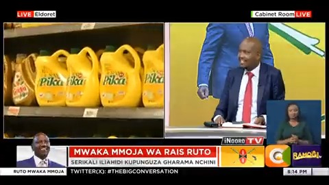 Moses Kuria said cooking oil prices are much lower, Citizen TV went live from a supermarket and proved him wrong