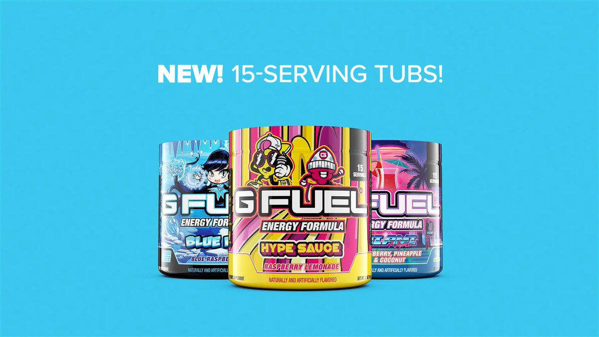 💛 𝗥𝗧 + 𝗖𝗼𝗺𝗺𝗲𝗻𝘁 "𝗟𝗜𝗟 𝗚 𝗙𝗨𝗘𝗟" TO WIN A BRAND-NEW, 15 SERVING #GFUEL 𝗠𝗜𝗡𝗜 𝗧𝗨𝗕! 2 winners picked tomorrow to celebrate the launch of these lil babies! 😘 🛍️ 𝗚𝗘𝗧 𝗬𝗢𝗨𝗥𝗦: