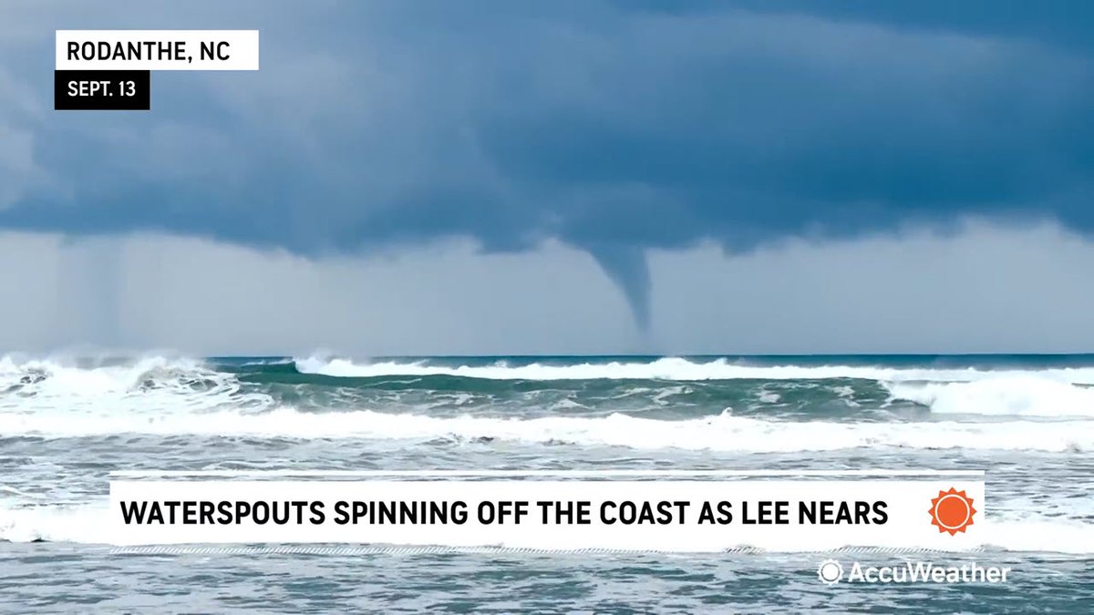 While the North Carolina Outer Banks start to deal with big waves from Hurricane Lee, a cold front has caused waterspouts to spin offshore. #ncwx