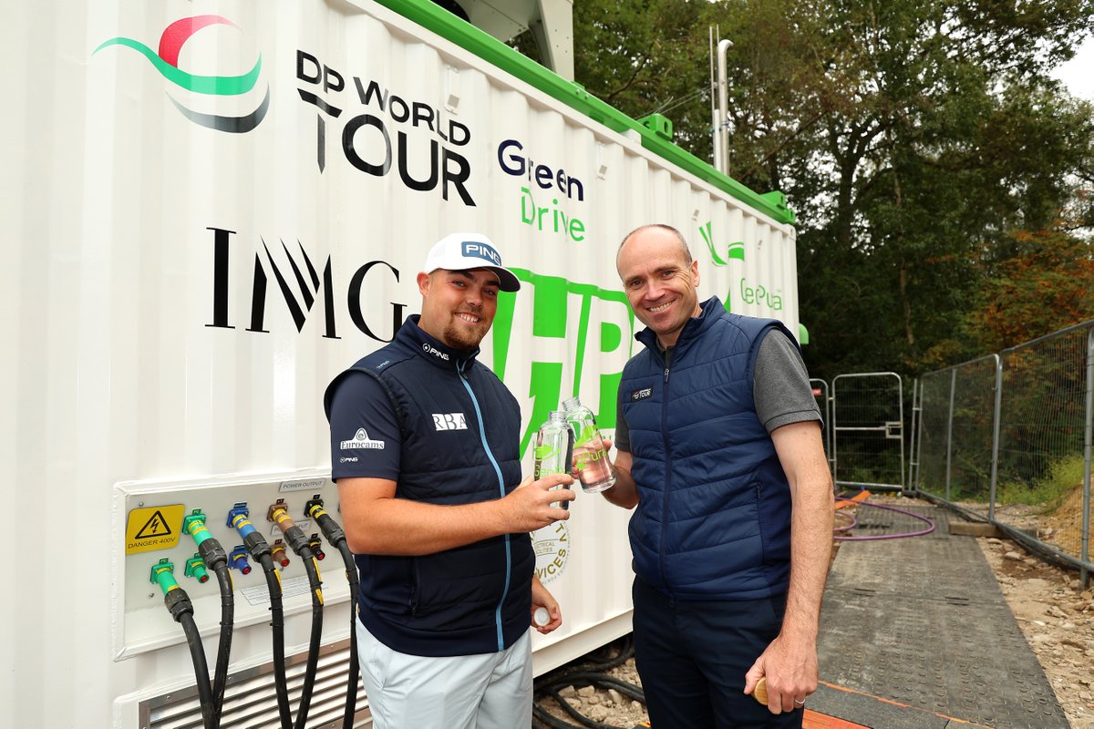 Setting a sustainability first 🤝 This week’s TV production is the first sports broadcast ever to be powered by 100% green hydrogen, saving 16.4 tonnes of CO2. #GreenDrive | #GolfForGood