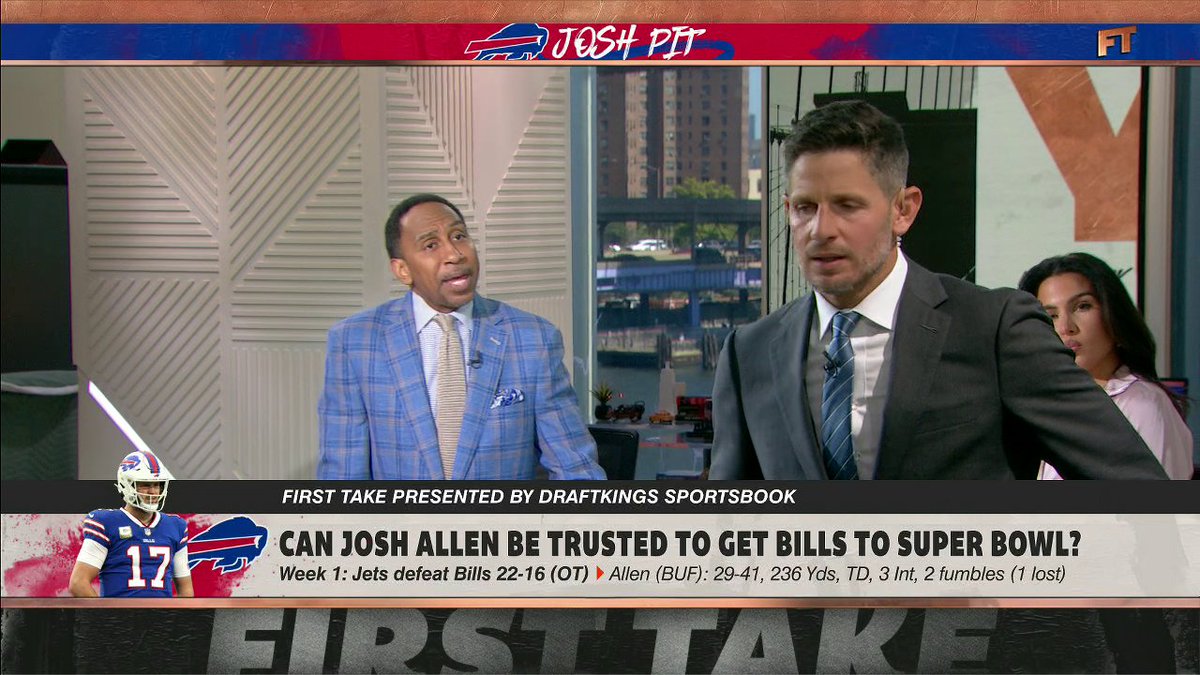 .Stephen A Smith and Dan Orlovsky are having a standoff about whether Josh Allen can be trusted to get the Bills to the Super Bowl or not 😂