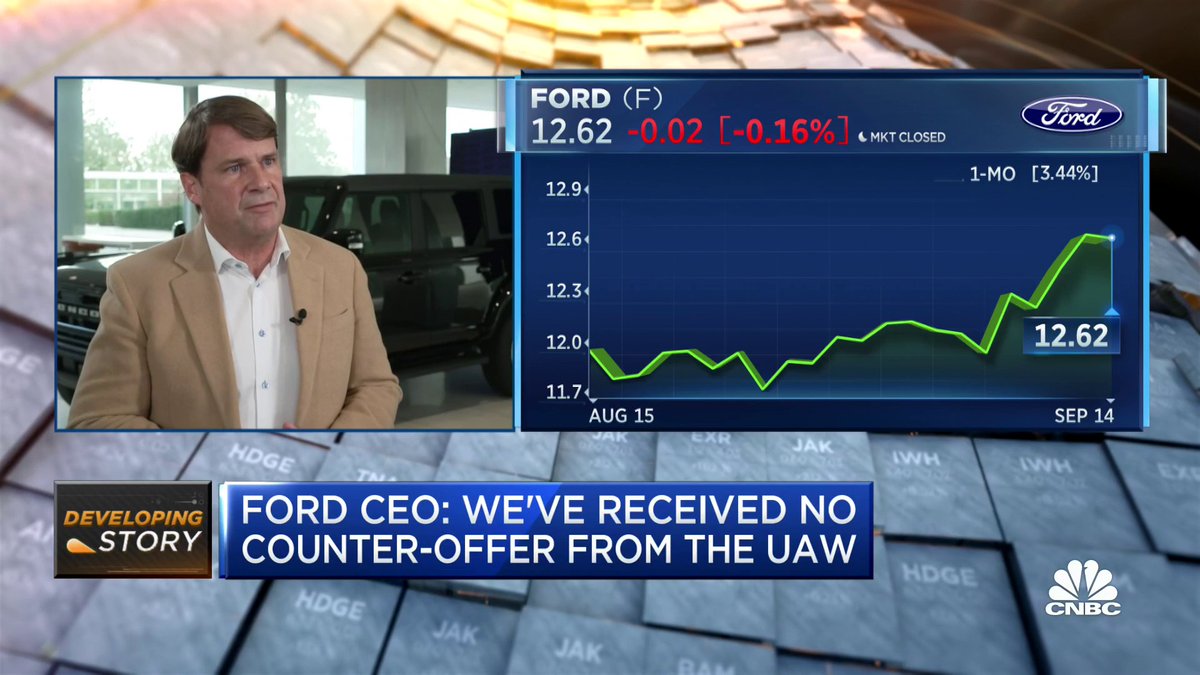 "We've received no counter offer from Shawn Fein and the UAW," says Ford Motor Company CEO Jim Farley Phil LeBeau CNBC $F #UAWstrike