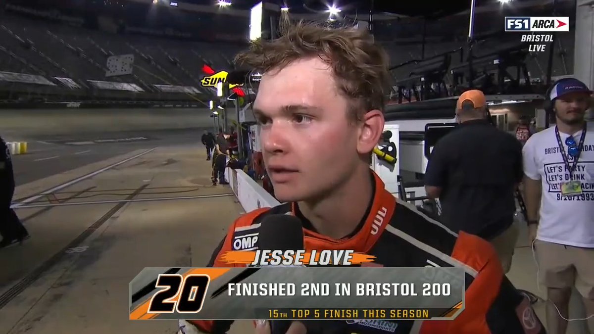 "It obviously sucks to lead that much and come up that short."- Jesse Love after his P.2 finish at Bristol