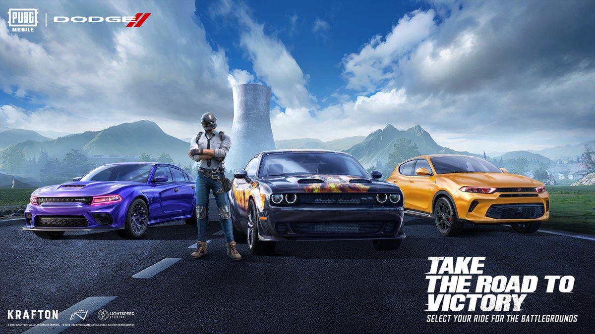 Cars that define power & muscle will burn rubber across the battlegrounds! Get behind the wheel of the Dodge Challenger, Charger, & Hornet in #PUBGMOBILE. Select your ride and take the road to victory! #PUBGMxDodge #Dodge