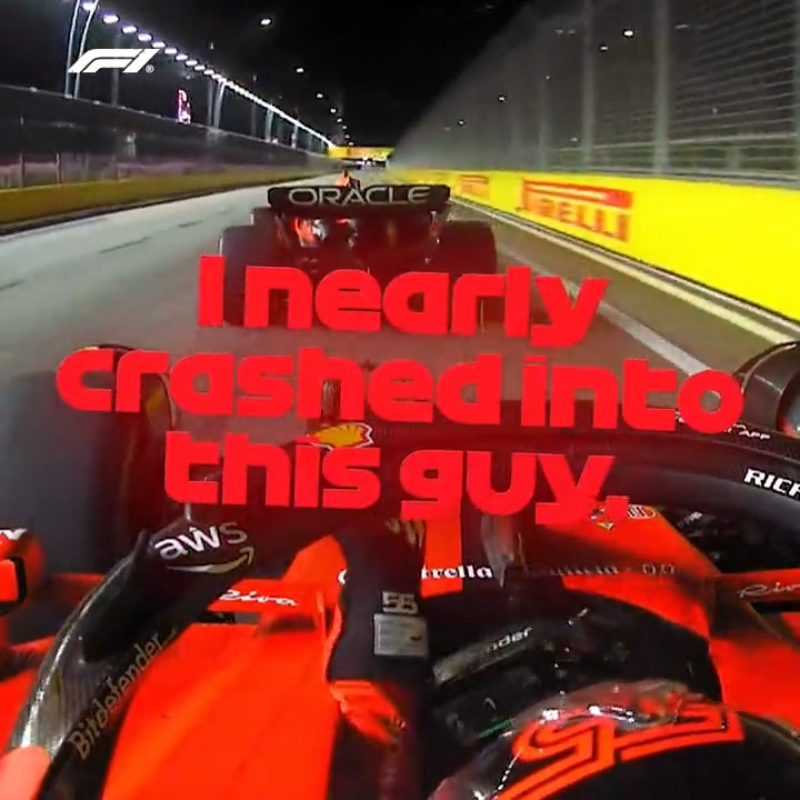 Carlos was not amused 😠 Sainz and Verstappen almost come together in FP2 #F1 #SingaporeGP