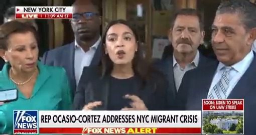 BREAKING: Chaos erupts as protesters confront top Dems including AOC over migrants at NYC hotel: 'close the border'
