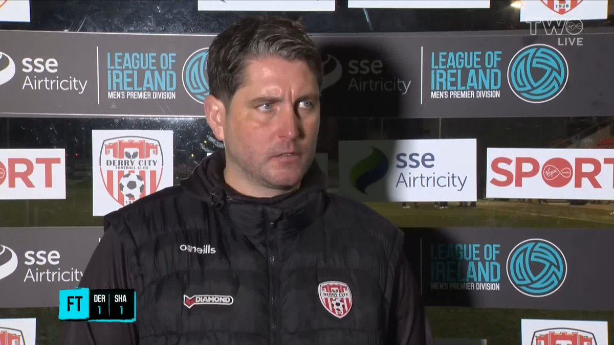 '' A tough result to take in the end, first half was one-way traffic bar a few moments'' ''We'll probablt have to win all 6 games now'' Derry boss Ruaidhrí Higgins happy with his side's performance but not happy with the penalty decision for Shamrock Rovers #DERSHA | #LOI