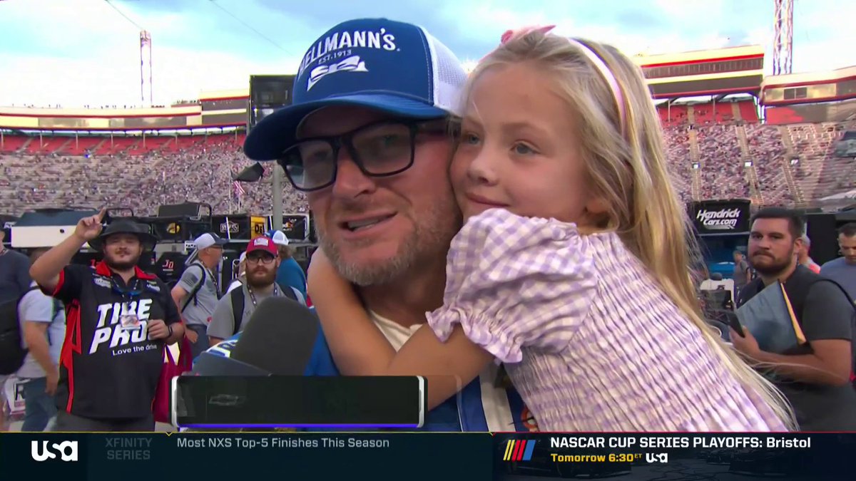 "I'm racing for my daughter." Dale Earnhardt Jr. is ready for his first @NASCAR_Xfinity race of the year at Bristol Motor Speedway. 📺: USA Network