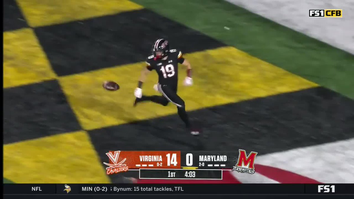 TO THE HOUSE❗️ Braeden Wisloski takes it 98 yards to put Maryland Football on the board. 😤 📺: FS1/FOX College Football