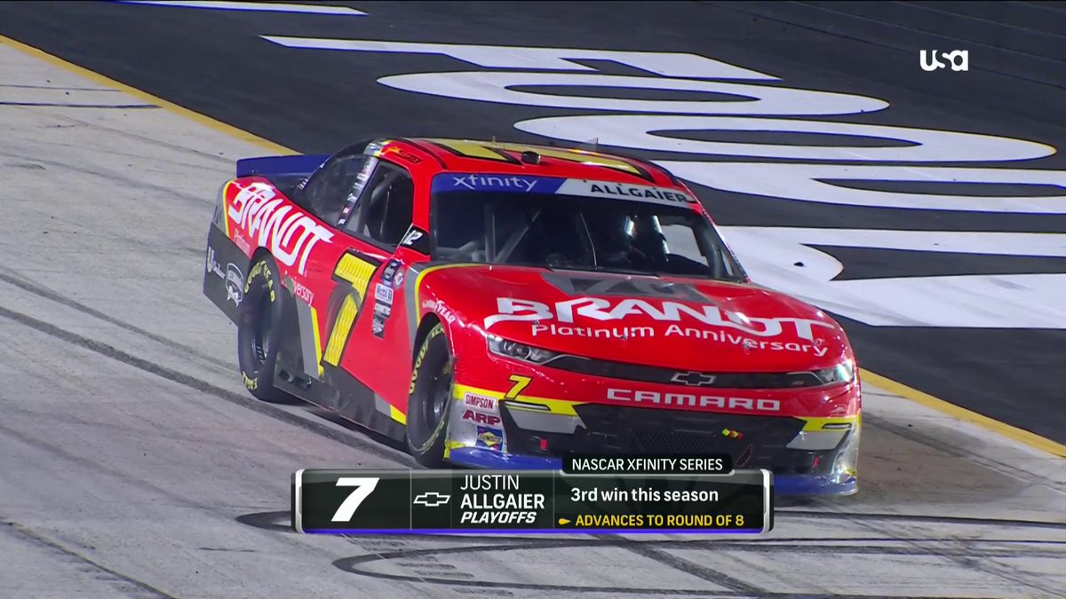 REPOST to congratulate Justin Allgaier! He WINS at Bristol Motor Speedway to punch his ticket into the next round of the Xfinity Racing playoffs!