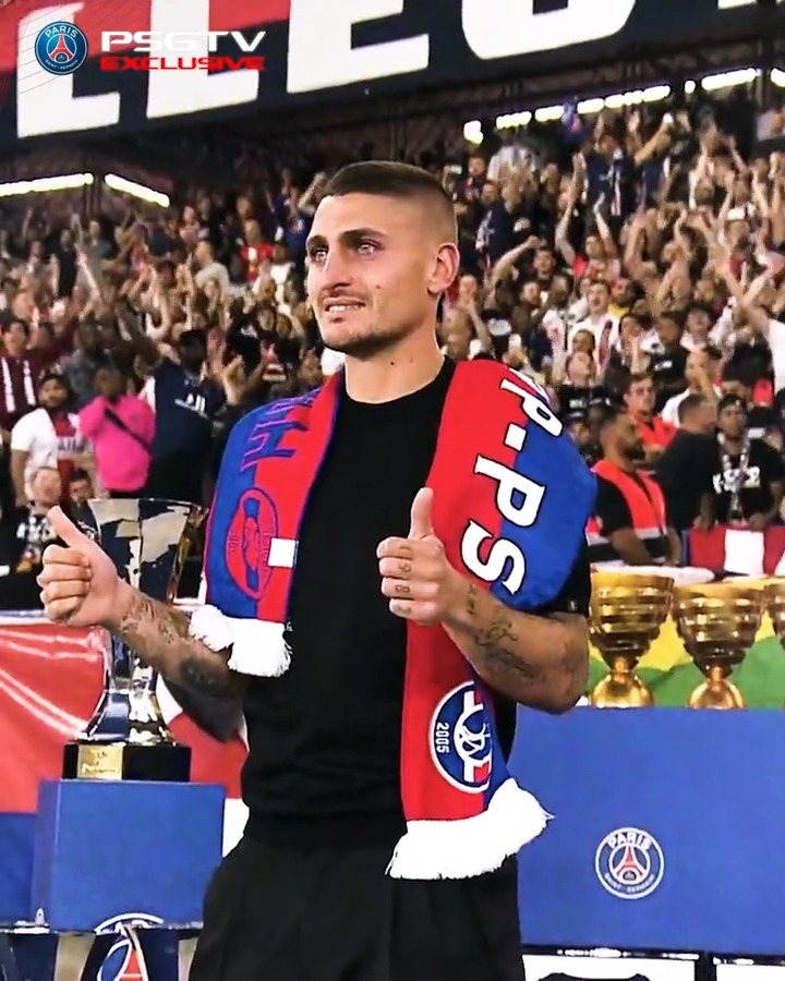 Les coulisses de l'hommage célébrant Marco Verratti au Parc des Princes 🦉❤️💙 ✨ #MerciMarco