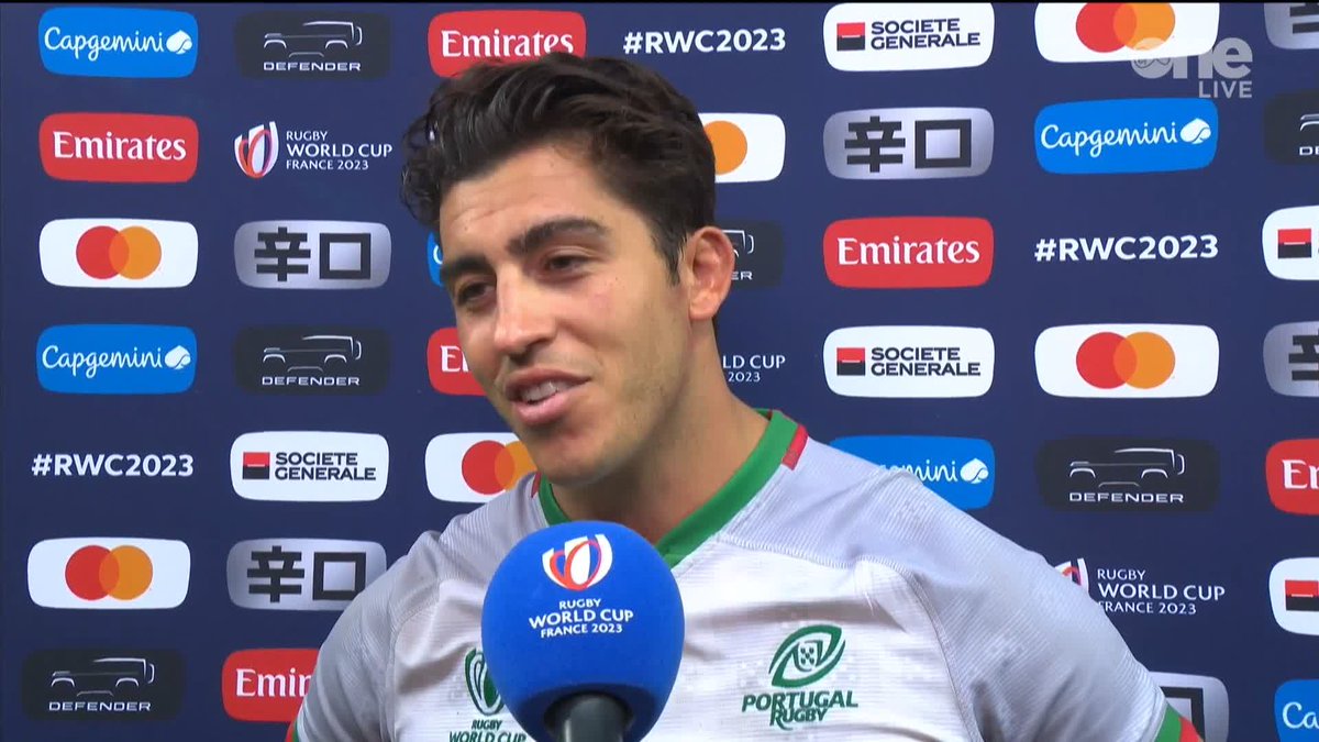"At the end of the day, most of our guys are amateur, we don't play professional. It's such a big moment to be standing here. "We just want to inspire young kids to start playing rugby." Great words from Portugal captain Tomás Appleton. #WALvPOR | #RWC2023