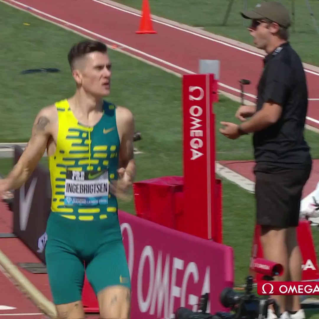 OH MY GOD. WHAT A MILE. 3:43.73 for Jakob Ingebrigtsen (No. 2 all-time) 3:43.97 for Yared Nuguse (No. 3 all-time &amp; American record!)